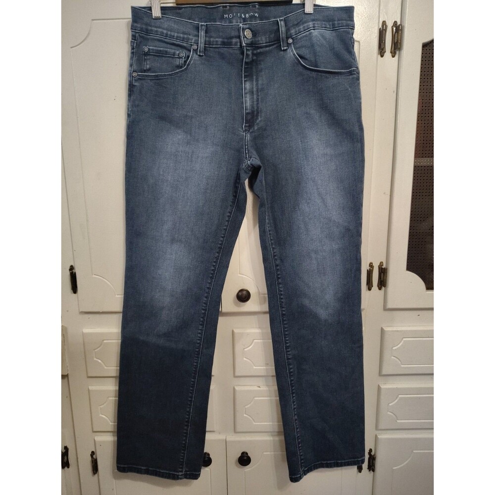 Mott and Bow Mens Jeans Mens 36x32 Blue Straight Leg Dark Wash Denim